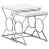 Monarch Specialties I 3401 Nesting Table, Set Of 2, Side, End, Accent, Living Room, Bedroom, Metal, Laminate, Glossy White, Chrome, Contemporary, Modern - 83-3401 - Mounts For Less