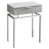 Monarch Specialties I 3461 Accent Table, Side, End, Nightstand, Lamp, Storage Drawer, Living Room, Bedroom, Metal, Laminate, Grey, Chrome, Contemporary, Modern - 83-3461 - Mounts For Less
