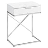 Monarch Specialties I 3470 Accent Table, Side, End, Nightstand, Lamp, Storage Drawer, Living Room, Bedroom, Metal, Laminate, Glossy White, Chrome, Contemporary, Modern - - Mounts For Less