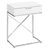 Monarch Specialties I 3470 Accent Table, Side, End, Nightstand, Lamp, Storage Drawer, Living Room, Bedroom, Metal, Laminate, Glossy White, Chrome, Contemporary, Modern - 83-3470 - Mounts For Less