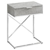 Monarch Specialties I 3471 Accent Table, Side, End, Nightstand, Lamp, Storage Drawer, Living Room, Bedroom, Metal, Laminate, Grey, Chrome, Contemporary, Modern - 83-3471 - Mounts For Less