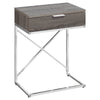Monarch Specialties I 3475 Accent Table, Side, End, Nightstand, Lamp, Storage Drawer, Living Room, Bedroom, Metal, Laminate, Brown, Chrome, Contemporary, Modern - - Mounts For Less