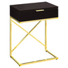 Monarch Specialties I 3476 Accent Table, Side, End, Nightstand, Lamp, Storage Drawer, Living Room, Bedroom, Metal, Laminate, Brown, Gold, Contemporary, Modern - 83-3476 - Mounts For Less