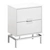 Monarch Specialties I 3490 Accent Table, Side, End, Nightstand, Lamp, Storage Drawer, Living Room, Bedroom, Metal, Laminate, Glossy White, Chrome, Contemporary, Modern - - Mounts For Less
