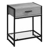 Monarch Specialties I 3500 Accent Table, Side, End, Nightstand, Lamp, Storage Drawer, Living Room, Bedroom, Metal, Laminate, Tempered Glass, Grey, Black, Contemporary, Modern - 83-3500 - Mounts For Less
