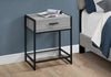 Monarch Specialties I 3500 Accent Table, Side, End, Nightstand, Lamp, Storage Drawer, Living Room, Bedroom, Metal, Laminate, Tempered Glass, Grey, Black, Contemporary, Modern - 83-3500 - Mounts For Less
