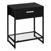 Monarch Specialties I 3502 Accent Table, Side, End, Nightstand, Lamp, Storage Drawer, Living Room, Bedroom, Metal, Laminate, Tempered Glass, Black, Clear, Contemporary, Modern - 83-3502 - Mounts For Less
