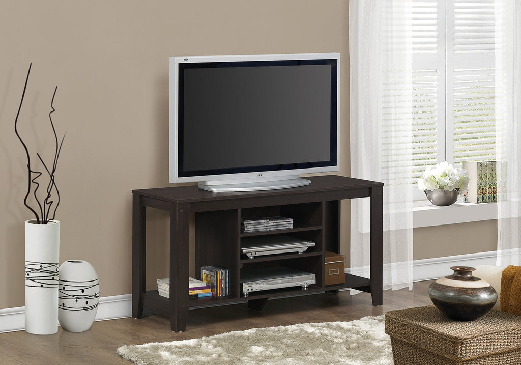 Monarch Specialties I 3529 Tv Stand, 48 Inch, Console, Media Entertainment Center, Storage Shelves, Living Room, Bedroom, Laminate, Brown, Contemporary, Modern - 83-3529 - Mounts For Less