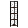 Monarch Specialties I 3645 Bookshelf, Bookcase, Etagere, Corner, 4 Tier, 60"h, Office, Bedroom, Metal, Laminate, Brown, Black, Contemporary, Modern - 83-3645 - Mounts For Less