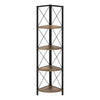 Monarch Specialties I 3646 Bookshelf, Bookcase, Etagere, Corner, 4 Tier, 60"h, Office, Bedroom, Metal, Laminate, Brown, Black, Contemporary, Modern - 83-3646 - Mounts For Less
