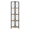 Monarch Specialties I 3648 Bookshelf, Bookcase, Etagere, Corner, 4 Tier, 60"h, Office, Bedroom, Metal, Laminate, Brown, Black, Contemporary, Modern - 83-3648 - Mounts For Less