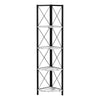 Monarch Specialties I 3651 Bookshelf, Bookcase, Etagere, Corner, 4 Tier, 60"h, Office, Bedroom, Metal, Laminate, White Marble Look, Black, Contemporary, Modern - 83-3651 - Mounts For Less