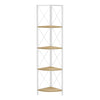 Monarch Specialties I 3652 Bookshelf, Bookcase, Etagere, Corner, 4 Tier, 60"h, Office, Bedroom, Metal, Laminate, Natural, White, Contemporary, Modern - 83-3652 - Mounts For Less