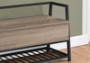 Monarch Specialties I 4501 Bench, Entryway, Hallway, Storage, 42" Rectangular, Metal, Laminate, Brown, Black, Contemporary, Modern - 83-4501 - Mounts For Less
