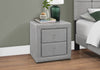 Monarch Specialties I 5604 Bedroom Accent, Nightstand, End, Side, Lamp, Storage Drawer, Bedroom, Upholstered, Linen Look, Grey, Transitional - - Mounts For Less