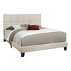 Monarch Specialties I 5605Q Bed, Queen Size, Platform, Bedroom, Frame, Upholstered, Linen Look, Wood Legs, Beige, Black, Transitional - 83-5605Q - Mounts For Less