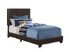 Monarch Specialties I 5910T Bed, Twin Size, Platform, Bedroom, Frame, Upholstered, Pu Leather Look, Wood Legs, Brown, Transitional - 83-5910T - Mounts For Less