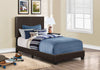 Monarch Specialties I 5910T Bed, Twin Size, Platform, Bedroom, Frame, Upholstered, Pu Leather Look, Wood Legs, Brown, Transitional - 83-5910T - Mounts For Less