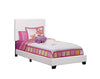 Monarch Specialties I 5911T Bed, Twin Size, Platform, Bedroom, Frame, Upholstered, Pu Leather Look, Wood Legs, White, Transitional - - Mounts For Less