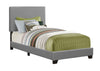 Monarch Specialties I 5912T Bed, Twin Size, Platform, Bedroom, Frame, Upholstered, Pu Leather Look, Wood Legs, Grey, Transitional - - Mounts For Less