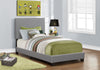 Monarch Specialties I 5912T Bed, Twin Size, Platform, Bedroom, Frame, Upholstered, Pu Leather Look, Wood Legs, Grey, Transitional - - Mounts For Less