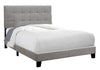 Monarch Specialties I 5920F Bed, Full Size, Platform, Bedroom, Frame, Upholstered, Linen Look, Wood Legs, Grey, Transitional - 83-5920F - Mounts For Less