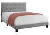 Monarch Specialties I 5920Q Bed, Queen Size, Platform, Bedroom, Frame, Upholstered, Linen Look, Wood Legs, Grey, Transitional - - Mounts For Less
