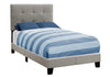 Monarch Specialties I 5920T Bed, Twin Size, Platform, Teen, Frame, Upholstered, Linen Look, Wood Legs, Grey, Transitional - 83-5920T - Mounts For Less