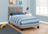 Monarch Specialties I 5920T Bed, Twin Size, Platform, Teen, Frame, Upholstered, Linen Look, Wood Legs, Grey, Transitional - 83-5920T - Mounts For Less