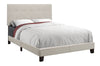 Monarch Specialties I 5921F Bed, Full Size, Platform, Bedroom, Frame, Upholstered, Linen Look, Wood Legs, Beige, Black, Transitional - 83-5921F - Mounts For Less