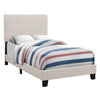 Monarch Specialties I 5921T Bed, Twin Size, Platform, Teen, Frame, Upholstered, Linen Look, Wood Legs, Beige, Black, Transitional - 83-5921T - Mounts For Less