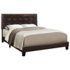 Monarch Specialties I 5922Q Bed, Queen Size, Platform, Bedroom, Frame, Upholstered, Pu Leather Look, Wood Legs, Brown, Transitional - 83-5922Q - Mounts For Less