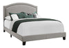 Monarch Specialties I 5936Q Bed, Queen Size, Platform, Bedroom, Frame, Upholstered, Linen Look, Wood Legs, Grey, Chrome, Transitional - 83-5936Q - Mounts For Less