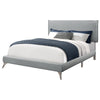 Monarch Specialties I 5950Q Bed, Queen Size, Platform, Bedroom, Frame, Upholstered, Linen Look, Metal Legs, Grey, Chrome, Contemporary, Modern - 83-5950Q - Mounts For Less