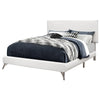 Monarch Specialties I 5953Q Bed, Queen Size, Platform, Bedroom, Frame, Upholstered, Pu Leather Look, Metal Legs, White, Chrome, Contemporary, Modern - 83-5953Q - Mounts For Less