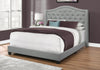 Monarch Specialties I 5966Q Bed, Queen Size, Platform, Bedroom, Frame, Upholstered, Velvet, Wood Legs, Grey, Chrome, Traditional - - Mounts For Less