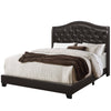 Monarch Specialties I 5969Q Bed - Queen Size / Brown Leather-look With Brass Trim - 83-5969Q - Mounts For Less