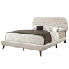 Monarch Specialties I 5981Q Bed - Queen Size / Beige Linen With Brown Wood Legs - 83-5981Q - Mounts For Less