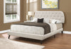 Monarch Specialties I 5981Q Bed - Queen Size / Beige Linen With Brown Wood Legs - 83-5981Q - Mounts For Less