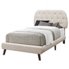 Monarch Specialties I 5981T Bed, Twin Size, Platform, Teen, Frame, Upholstered, Linen Look, Wood Legs, Beige, Black, Transitional - 83-5981T - Mounts For Less