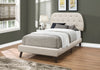 Monarch Specialties I 5981T Bed, Twin Size, Platform, Teen, Frame, Upholstered, Linen Look, Wood Legs, Beige, Black, Transitional - 83-5981T - Mounts For Less