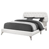 Monarch Specialties I 5983Q Bed, Queen Size, Platform, Bedroom, Frame, Upholstered, Pu Leather Look, Metal Legs, White, Chrome, Contemporary, Modern - 83-5983Q - Mounts For Less