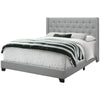 Monarch Specialties I 5984Q Bed, Queen Size, Platform, Bedroom, Frame, Upholstered, Linen Look, Wood Legs, Grey, Chrome, Transitional - 83-5984Q - Mounts For Less