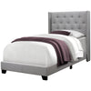 Monarch Specialties I 5984T Bed, Twin Size, Platform, Teen, Frame, Upholstered, Velvet, Wood Legs, Grey, Transitional - 83-5984T - Mounts For Less