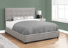 Monarch Specialties I 6020Q Bed, Queen Size, Platform, Bedroom, Frame, Upholstered, Linen Look, Wood Legs, Grey, Transitional - 83-6020Q - Mounts For Less
