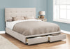 Monarch Specialties I 6021Q Bed, Queen Size, Platform, Bedroom, Frame, Upholstered, Linen Look, Wood Legs, Beige, Black, Transitional - 83-6021Q - Mounts For Less