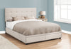 Monarch Specialties I 6021Q Bed, Queen Size, Platform, Bedroom, Frame, Upholstered, Linen Look, Wood Legs, Beige, Black, Transitional - 83-6021Q - Mounts For Less