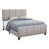 Monarch Specialties I 6025Q Bed, Queen Size, Platform, Bedroom, Frame, Upholstered, Linen Look, Wood Legs, Grey, Transitional - 83-6025Q - Mounts For Less