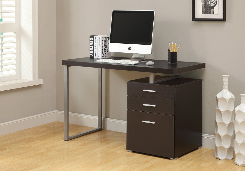 Monarch Specialties I 7026 Computer Desk, Home Office, Laptop, Left, Right Set-up, Storage Drawers, 48"l, Work, Metal, Laminate, Brown, Grey, Contemporary, Modern - 83-7026 - Mounts For Less