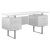 Monarch Specialties I 7081 Computer Desk, Home Office, Laptop, Left, Right Set-up, Storage Drawers, 60"l, Work, Metal, Laminate, White, Grey, Contemporary, Modern - 83-7081 - Mounts For Less